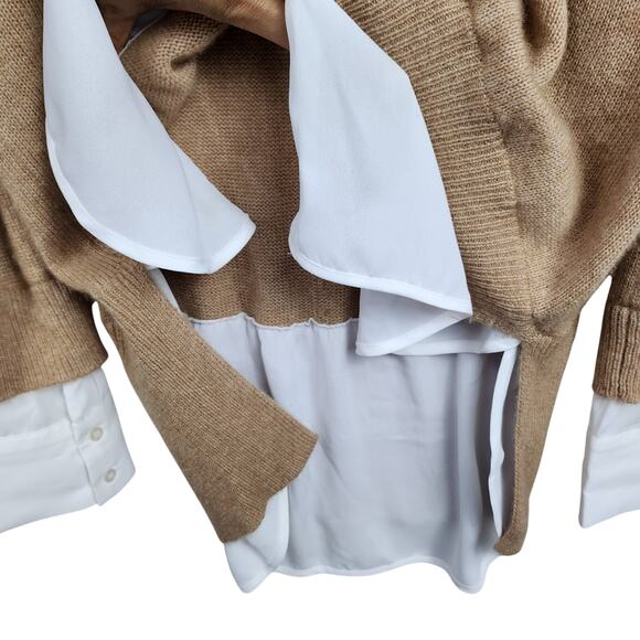 Brochu Walker The Looker Camel Tan Cashmere Oversize V-Neck Sweater White Layer - Picture 11 of 13